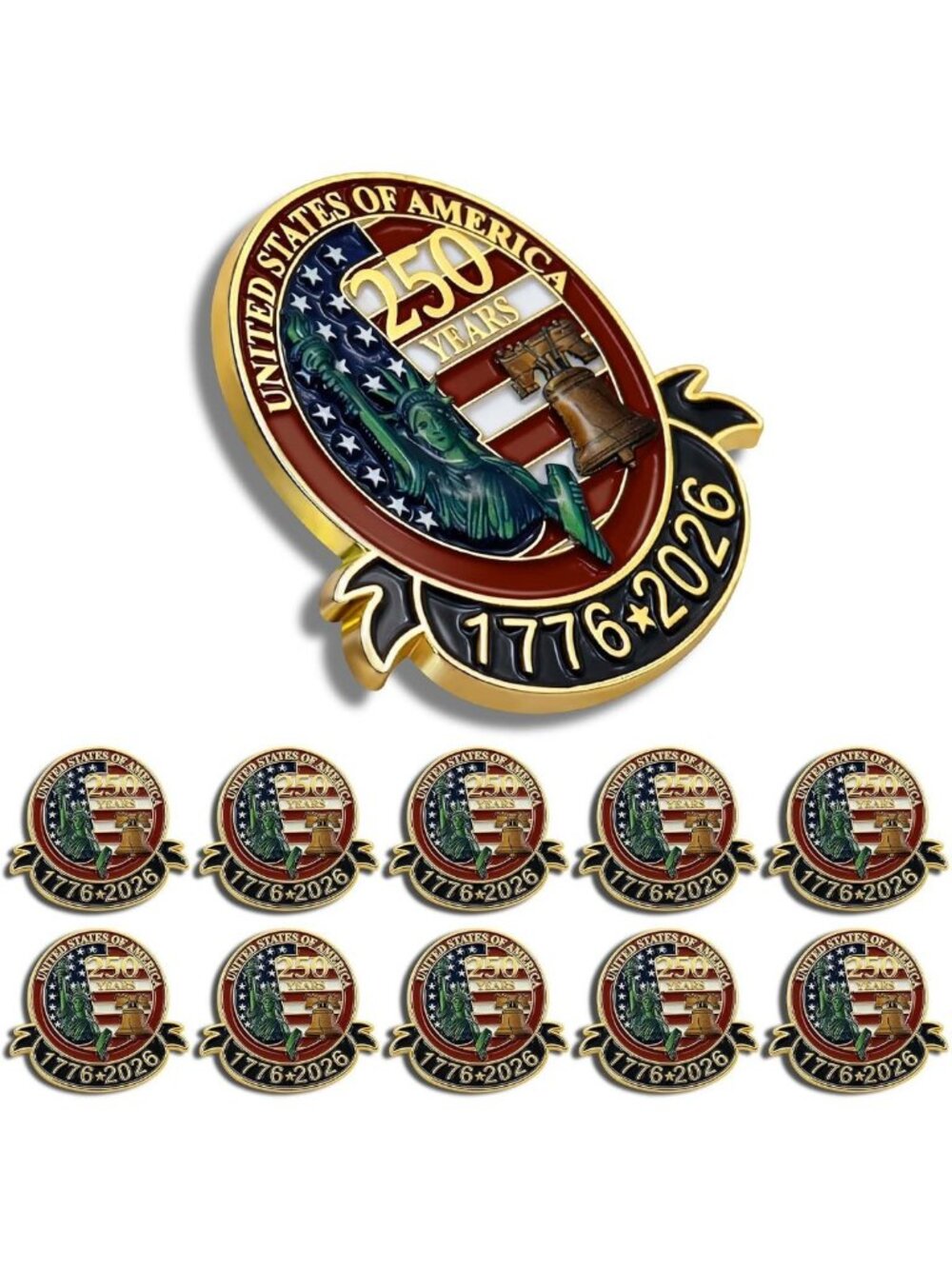 250 USA Lapel Pins - Enamel Collectible Accessories for Patriot's Day